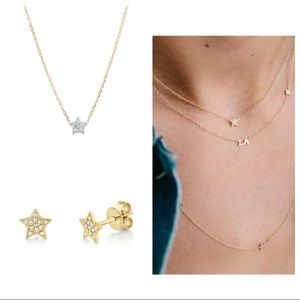 Pave star Necklace and Earrings set